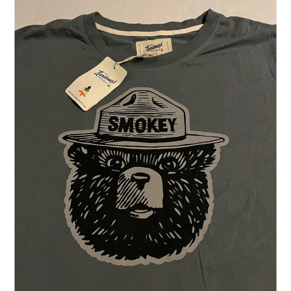 NWT Landmark Project Smokey The Bear Blue T-Shirt XL National Parks Wildfire USA